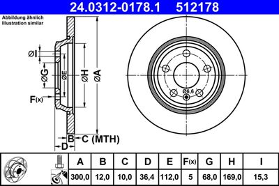 Тормозной диск ATE 24.0312-0178.1 для AUDI A5