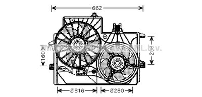 Вентилятор, охлаждение двигателя AVA QUALITY COOLING OL7529 для OPEL MERIVA