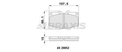 BRAXIS AA0377 Тормозные колодки и сигнализаторы для TOYOTA HILUX V Пикап (_N_, KZN1_, VZN1_) 2.4 D 4WD (LN1_)