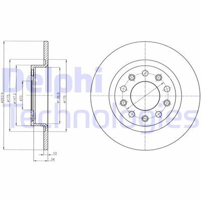 DELPHI BG4315 Тормозные диски  для ALFA ROMEO GIULIETTA (940_) 1.4 TB (940.FYA1A)