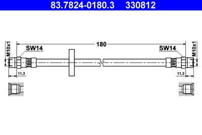 Тормозной шланг ATE 83.7824-0180.3 для VW SANTANA
