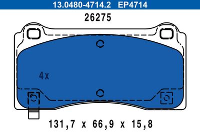 комплект спирачно феродо, дискови спирачки ATE 13.0480-4714.2
