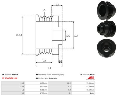 Vorschau Riemenscheibe, Generator Ansicht 4