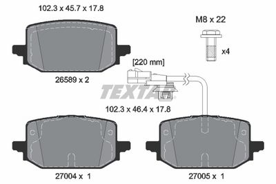 комплект спирачно феродо, дискови спирачки TEXTAR 2658902
