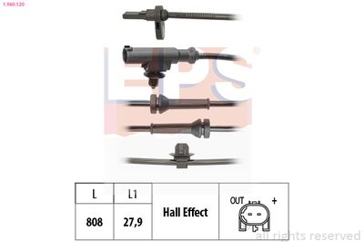 Czujnik, prędkość obrotowa koła EPS 1.960.120