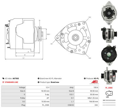 GENERATOR / ALTERNATOR AS-PL A6756S 4