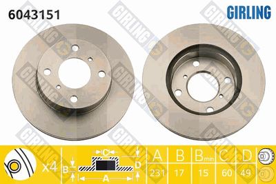 Тормозной диск GIRLING 6043151 для HAFEI BRIO