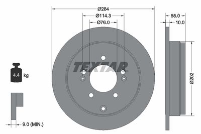 Тормозной диск TEXTAR 92271003 для KIA OPIRUS