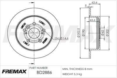 FREMAX BD-2886 Тормозные диски для TOYOTA RAV 4 II (_A2_) 1.8 (ZCA25_, ZCA26_) FREMAX BD-2886 Тормозные диски для TOYOTA RAV 4 II (_A2_) 1.8 (ZCA25_, ZCA26_)