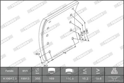 Ferodo Brake Lining Kit, drum brake K19912.0-F3504