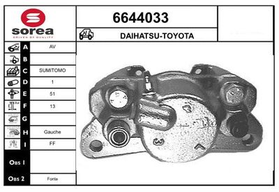 STARTCAR 6644033 Тормозной суппорт для TOYOTA COROLLA универсал (_E7_) 1.3 (KE70)