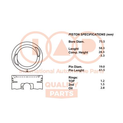 IAP QUALITY PARTS 100-16051 Поршень  для SUZUKI VITARA (ET, TA, TD) 1.6 Привод на все колеса (TA, TA01, SE416)