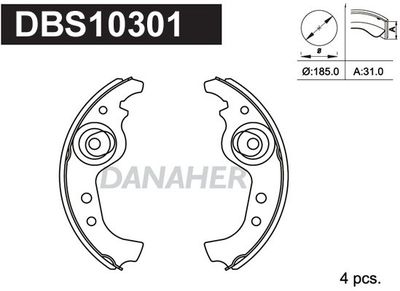 Комплект тормозных колодок DANAHER DBS10301 для SEAT MARBELLA