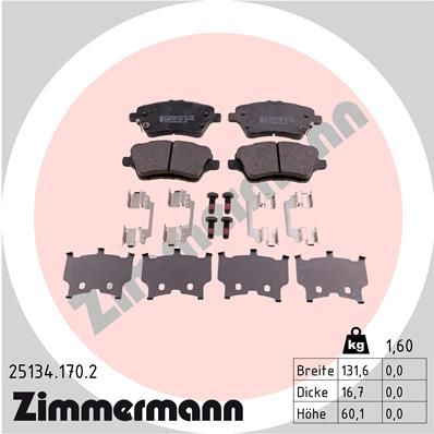 Комплект тормозных колодок, дисковый тормоз ZIMMERMANN 25134.170.2 для FORD B-MAX