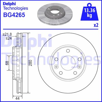 Тормозной диск DELPHI BG4265 для RENAULT ARKANA