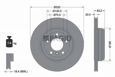 спирачен диск PAGID 54227NC