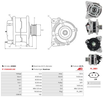 GENERATOR / ALTERNATOR AS-PL A5586S 4