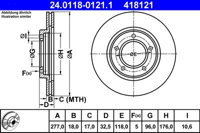 Тормозной диск ATE 24.0118-0121.1 для DAIHATSU WILDCAT/ROCKY