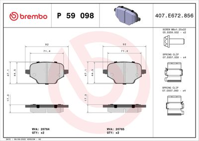 BREMBO Remblokkenset, schijfrem PRIME LINE (P 59 098)