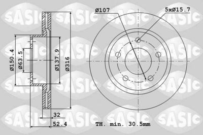SASIC 6106343 Тормозные диски  для FORD USA  (Форд сша Едге)
