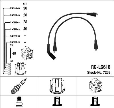 Комплект проводов зажигания NGK 7208 для LANCIA Y10