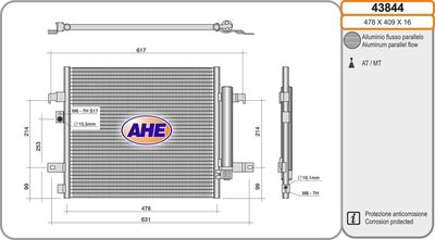 Конденсатор, кондиционер AHE 43844 для FIAT 124