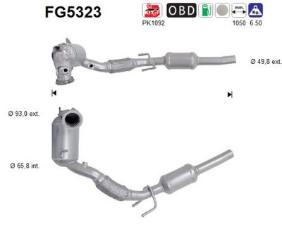 Filtr sadzy / filtr cząstek stałych, układ wydechowy AS 5Q0254505SX