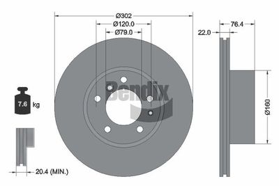 спирачен диск BENDIX Braking BDS1887