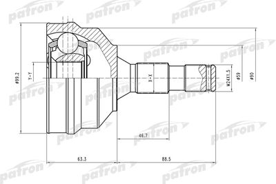 Шарнирный комплект, приводной вал PATRON PCV1496 для PEUGEOT 307