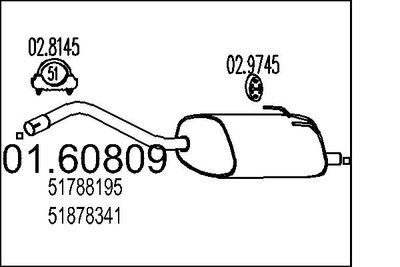 Глушитель выхлопных газов конечный MTS 01.60809 для FIAT PANDA