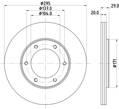 Тормозной диск HELLA 8DD 355 101-191 для NISSAN PATROL