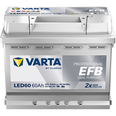 Batterij VARTA 12V 60Ah (EN) PROFESSIONAL DUAL PURPOSE EFB R+ Standaard terminal 242x175x190mm, B13 - montageflens 10,5 mm efb/tweeledig doel