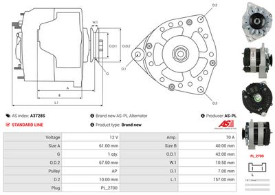 GENERATOR / ALTERNATOR AS-PL A3728S 5