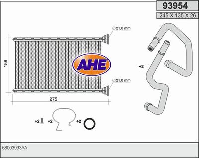 AHE 93954 Радиатор печки  для DODGE  (Додж Нитро)