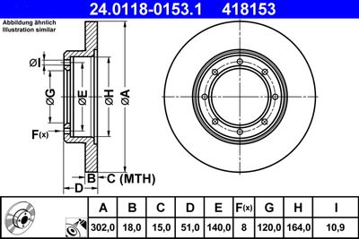 Тормозной диск ATE 24.0118-0153.1 для NISSAN NV400