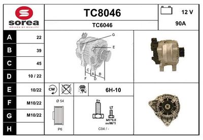 GENERATOR / ALTERNATOR SNRA TC8046