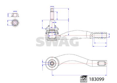 SWAG 33 10 8828 Наконечник рулевой тяги  для OPEL INSIGNIA B Grand Sport (Z18) 2.0 CDTi (68)