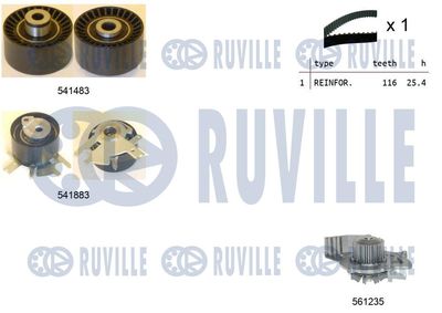 Водяной насос + комплект зубчатого ремня RUVILLE 5502962 для FORD S-MAX