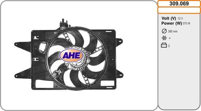 Вентилятор, охлаждение двигателя AHE 309.069 для FIAT DOBLO