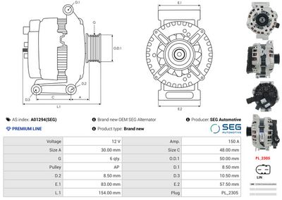GENERATOR / ALTERNATOR AS-PL A01294SEG 4