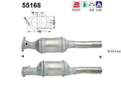 Катализатор AS 55168 для FIAT BARCHETTA