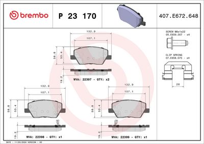 Brake Pad Set, disc brake P 23 170