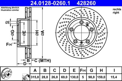 Тормозной диск ATE 24.0128-0260.1 для PORSCHE CAYMAN