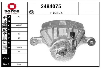 Тормозной суппорт EAI 2484075 для HYUNDAI GRANDEUR