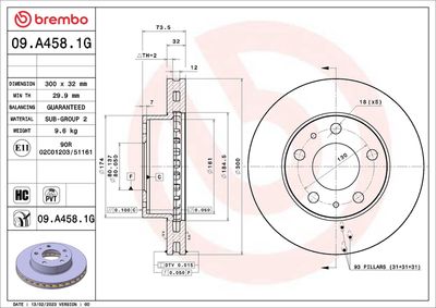 Tarcza hamulcowa BREMBO 09.A458.1G