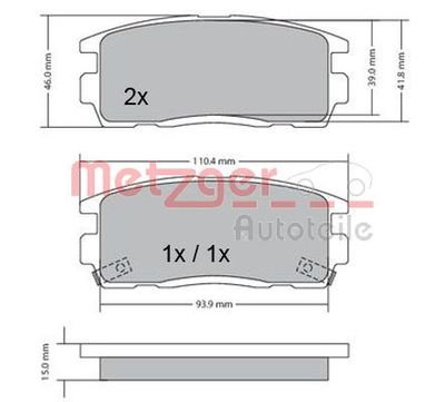 Комплект тормозных колодок, дисковый тормоз METZGER 1170256 для OPEL ANTARA