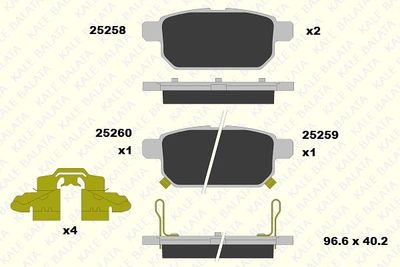 Комплект тормозных колодок, дисковый тормоз KALE 25258 143 15 для SUZUKI SWIFT