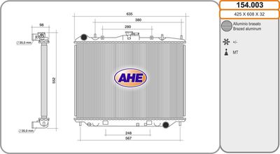 Радиатор, охлаждение двигателя AHE 154.003 для GREAT WALL HAVAL
