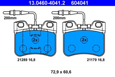 Комплект тормозных колодок, дисковый тормоз ATE 13.0460-4041.2 для CITROËN AX