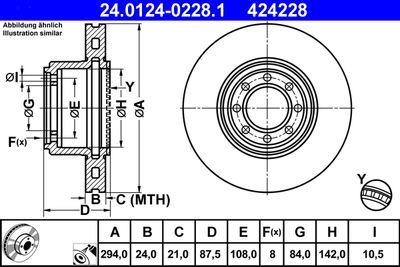 Тормозной диск ATE 24.0124-0228.1 для IVECO DAILY